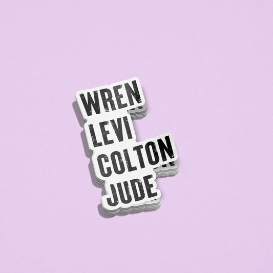 Wren Levi Colton Jude Hero List Sticker