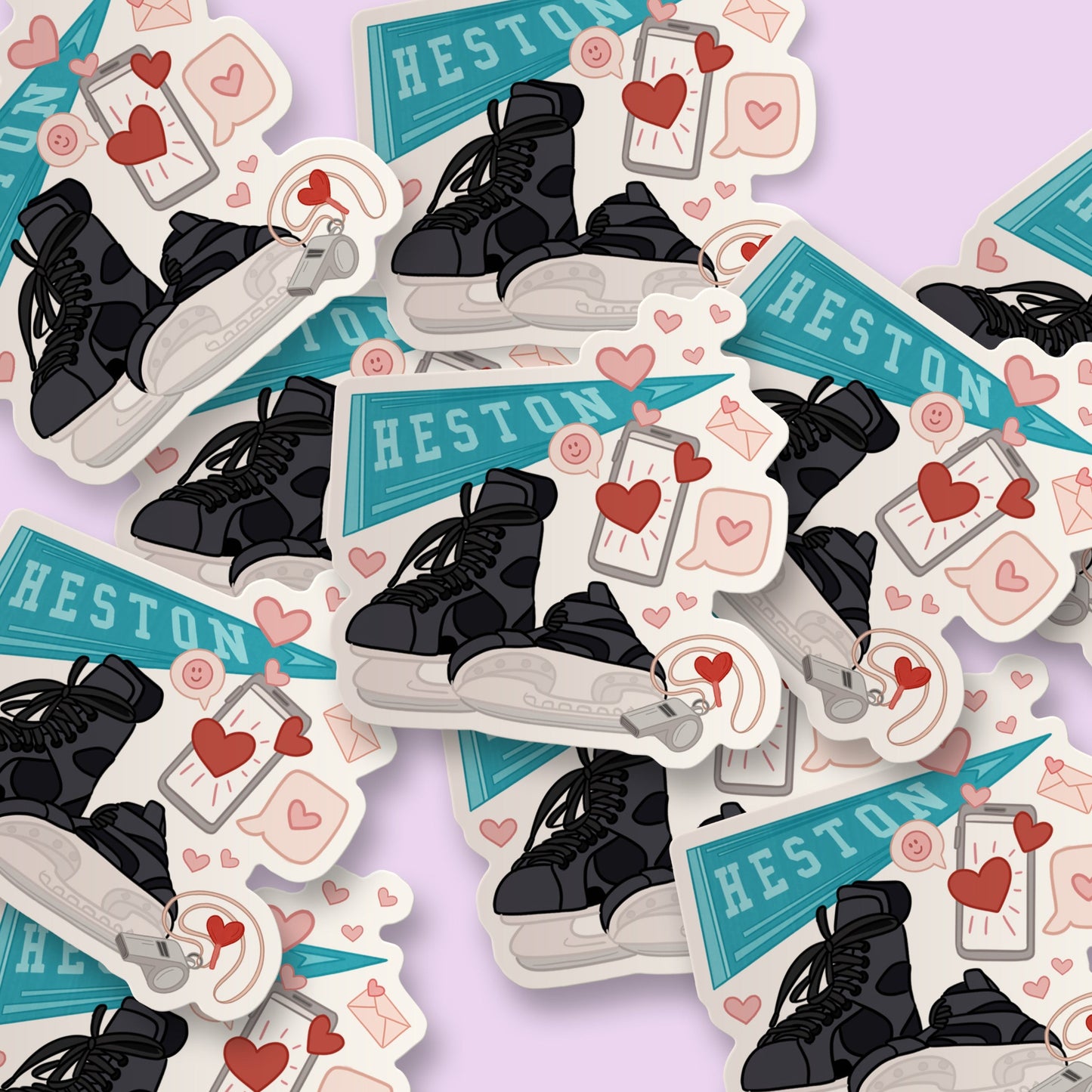 Heston U Skates Illustration (Matching All the Way) Sticker