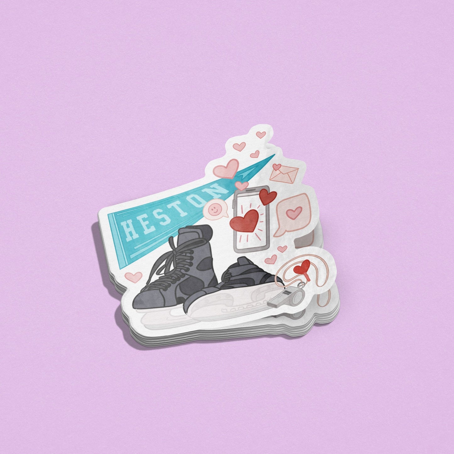 Heston U Skates Illustration (Matching All the Way) Sticker