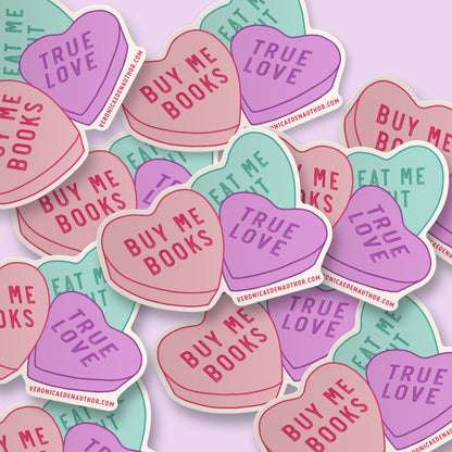 Buy Me Books Candy Hearts Sticker